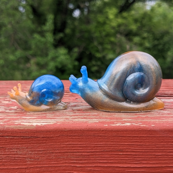 Snails Set Resin Art Handmade Cottagecore Kawaii Cute Home Decor Nature Orange - Picture 8 of 8